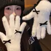 Luvas de Pelúcia Tricotadas Brancas Fofas para Mulheres, Inverno 2026, Separadas nos Dedos, Espessadas, Forradas com Fleece, Quentes, à Prova de Frio, à Prova de Vento, para Ciclismo