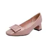Novo Estilo~Sapatos Clássicos com Fivela Quadrada para o Dia a Dia com Salto Grosso, Estilo Delicado com Bico Quadrado, Sapatos Elegantes de Salto Alto para Mulheres