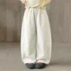 Esquema de Cores Vintage Multicor~Calça Larga Patchwork de Veludo Cotelê Lavado com Listras Verticais para Crianças, Calça Longa Escolar Durável