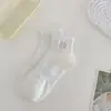 Meias Femininas Tendência Bordado Digital Nova Coleção Primavera/Verão 2025 Estilo Coreano Simples Respiráveis Meias Cano Baixo Meias Finas Femininas