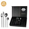 Set de Cubiertos de Acero Inoxidable Amazon para Modelo Nuevo de 26 Años, Apto para Lavavajillas, Cuchillo de Filete Portugués, Tenedor y Cuchara Set de 24 Piezas