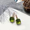 Pendientes de Cristal de Color Cortado Flor de Hielo de Alta Resistencia Estilo Japonés Topacio Azul Londres Simple Francés Chapado en Oro Sin Níquel