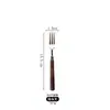 Madeira Maciça Retro Madeira Maciça Noz Talheres Bife Comida Ocidental Faca, Garfo e Colher Conjunto de 4 Peças Aço Inoxidável 304 Escovado Colher de Sobremesa