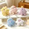 Monstruo de un ojo que chirría de dibujos animados, monstruo lindo de tres ojos, llavero para bolsa, accesorios de broche de muñeca linda