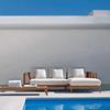 Patio al aire libre Anti-corrosión Teca Mimbre Minimalista Silla de Ocio Nórdico Madera Maciza Asiento Mimbre Silla Reclinable Combinación Sofá