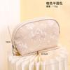Bolsa de Maquillaje Pu Impermeable Estilo Chino, Suave y Artística, Bolso de Mano Semicircular Elegante y Grácil, Bolsa Portátil de Viaje para Guardar Labiales