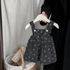 Conjunto de dos piezas de camisa con tirantes y falda de encaje de manga larga para niña pequeña, estilo coreano, primavera y otoño, estilo occidental