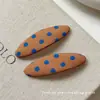 Pinza BB ovalada de estilo coreano retro con bloques de color y lunares, accesorio para el cabello de pinza lateral con textura única para flequillo