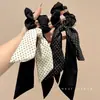 Diadema de Cuerda para el Cabello con Lazo de Lunares Mismo Estilo de Zhao Lusi y Xu Yan para Mujer, Cuerda para el Cabello con Lazo de Estilo Perezoso de Alta Gama que No Daña el Cabello