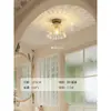 Luz de Entrada de Salão de Corredor de Vidro Totalmente Cobre Luz de Teto de Cristal Francês Redonda de Luxo Leve para Corredor Entrada Varanda Luminária LED