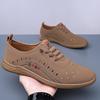 Sandalias de Nuevo Estilo para Verano, Zapatos Casuales de Cuero Transpirables Calados sin Cierre, Zuecos Antideslizantes de Suela Suave para Papá de Mediana Edad