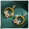 Brincos de Coelho Flor Gota de Óleo Cravejados de Diamantes Agulha de Prata, Brincos de Tarraxa Versáteis da Moda Estilo Floresta, Brincos de Luxo Leve de Nicho de Alta Qualidade para Mulheres