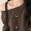 Collar de Perlas con Forma de Rombo y Flor de Lirio Retro Francés Cadena para Clavícula de Moda Individual Versátil Collar de Lujo Ligero de Alta Gama para Mujeres