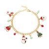 Pulsera de Cadena Navideña Europea y Americana Transfronteriza Accesorios para Fiesta Regalo Navideño Cascabeles Muñeco de Nieve Ciervo Árbol de Navidad Pulsera