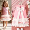 Vestido de Princesa sin Mangas con Lazo de Encaje de Verano para Niñas, Ropa Infantil, Vestido de Cumpleaños, Vestido de Festival, Directo de Fábrica