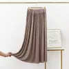 Falda Larga de Modal Verano Delgada Cintura Alta Estilo Coreano Falda Larga Color Sólido Holgada Suave Plisada Falda de Línea A