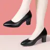Piel suave suela suave modelo Qipao pasarela tacones altos mujer 2026 otoño nuevo tacón grueso azafata estar mucho tiempo sin cansarse zapatos de trabajo