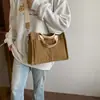 Bolsa de Lona Minimalista Estilo Japonês para Levar na Mão Bolsa Transversal Portátil Casual Moda para Ir ao Trabalho Bolsa Tote Transversal de Ombro