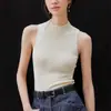 Acetato de Seda de Alta Qualidade Design Ombro a Ombro Base de Tricô Confortável Slim-Fit Top Sem Mangas Confortável Slim-Fit