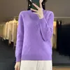 26 Suéteres Nuevos de Otoño e Invierno 100% Lana para Mujer, Suéter de Cuello Medio Alto, Suéter de Cachemira Holgado y Versátil, Suéter de Punto Adelgazante para Usar como Base