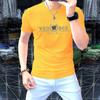 2025 Verano Nuevo Camiseta de Manga Corta Transpirable de Moda Casual para Jóvenes de Corte Ajustado para Combinar con Todo con Letras Estampadas en Caliente