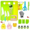 Juego de Cuchillos de Cocina de Plástico para Niños, Moldes para Galletas, Delantal Estampado de Papa, Guantes, Cuchillo Ondulado para Papa, Tabla de Cortar, Traje