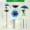 Estaca de Paraguas de Rana de Metal Solar con Luz y Comedero para Pájaros, IP55, 86.5cm, Decoración de Jardín