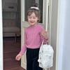 Roupas Infantis Aimo Beibei Suéter Básico Slim Infantil Meninas Outono e Inverno Doce Gola de Renda Top de Tricô