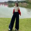 Pantalones vaqueros rectos plisados de cintura alta estilo retro americano YC &amp; para mujer, holgados, de pierna ancha y drapeados, combinables con todo, y pantalones largos