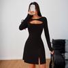 2026 Nuevo Aliexpress Moda Femenina Vestido Sencillo para el Trabajo Otoño e Invierno Nuevo Ajuste Delgado Falda Corta Roja