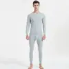 Conjunto de Ropa Interior Térmica de Otoño para Hombre Cuello Redondo Cálido Capa Base de Algodón para Invierno Talla Grande