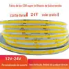 Fita de LED Cob Super Brilhante DC12V/24V Autoadesiva Flexível Luz Suave Decoração de Casa Teto Rebaixado Canaleta de Alumínio Luz Linear LED