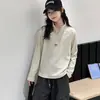 Moletom Feminino Outono 2026 Novo Estilo Médio e Grande Infantil Moda Estiloso Gola Alta Meio Zíper Patchwork Letra Top Atacado