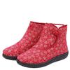 Sapatos de cano alto para mães com forro de lã, inverno, novos sapatos de algodão de Pequim, meia-idade e idosos, botas de algodão floral étnicas, entrega de uma peça