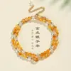 Pulsera de Doble Círculo con Cuentas de Cristal Fortuna Rubio Natural para Mujer Moda Joyería de Alto Nivel Pulsera de Ojo de Tigre Dorada Venta al Por Mayor