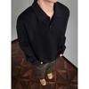 Camiseta de Manga Larga Patchwork Desconstruido Estilo Otoño Nuevo Camisa Polo Casual Estilo Americano para Hombre