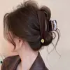 Para cabelos grossos, presilha de tubarão acrílica da moda, presilha de cabelo francesa fofa em formato de coração, presilha de garra com laço elegante para mulheres