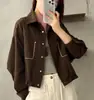 Otoño 2026 Nueva Chaqueta Corta de Trabajo para Mujer Corte Holgado Adelgazante Versátil Casual Cuello Solapa Chaqueta Sencilla