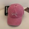 Sombrero de mezclilla lavado con lazo para mujer, nuevo estilo coreano, versátil, de ala ancha, con visera, con circunferencia de cabeza grande y aspecto de cara, sombrero pequeño de verano