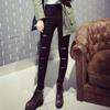 Pantalones hasta el tobillo estilo coreano de primavera y verano 2021 para mujer, leggings exteriores con agujeros, leggings elásticos adelgazantes de cintura alta, pantalones lápiz modernos