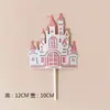 Tarjeta de pastel de decoración tridimensional de doble capa decoración de fantasía decoración para hornear inserto de dibujos animados de dos colores