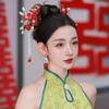 Nuevo estilo chino, cheongsam clásico de flores de terciopelo rojo para novia, horquilla de alta calidad para boda, ropa Xiuhe, accesorios para el cabello de novia Hanfu