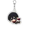Mercancía de Attack on Titan: Mikasa, Eren, Levi, colgantes acrílicos, llaveros de dibujos animados lindos