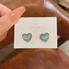 Nuevos Pendientes Coreanos Azules Soñadores con Forma de Corazón para Mujer, Lujo Ligero, Nicho, Simples y Elegantes, Color Metal