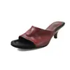 Sandalias de Exterior Estilo Perezoso de Piel de Oveja Suave Que Hacen Que las Piernas Se Vean Más Largas, Sandalias de Verano 2026 de Cuero Genuino, Delgadas, con Tacón Medio, Punta Redonda, Abiertas, para Mujer