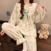 Pijama Feminino de Inverno 2026 com Gola Dupla Retangular de Flanela, Estilo Doce para Meninas, Confortável, Quente e Pode Ser Usado Fora
