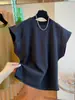Rebajas ~ Armario Retráctil Marca Grande Estilo Coreano Sentido del Diseño Nicho Manga de Vuelo Camiseta Mujer Holgada Algodón Puro Sin Mangas Top Mujer