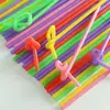 Canudos embalados individualmente, coloridos, flexíveis e artisticamente desenhados; canudos extra-longos para milk tea e outras bebidas; adequado para uso comercial