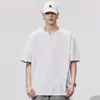 Camiseta de manga corta para hombre, estilo fino de verano 2026, manga media sólida pesada, corte holgado, camiseta base de tacto fresco