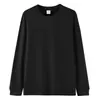 Camiseta de Manga Longa Gola Redonda Lisa para Homem, Algodão Puro Espesso com Punho Canelado, 260g, para Outono e Inverno